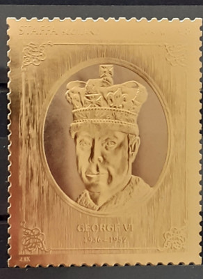 Staffa scotland Regele George VI, 8 &amp;pound;,foita aur 23 k , 1v. nestampilat foto