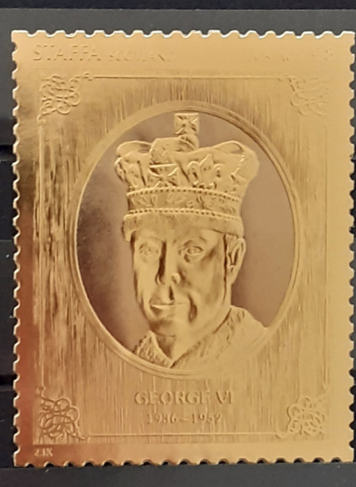 Staffa scotland Regele George VI, 8 &pound;,foita aur 23 k , 1v. nestampilat
