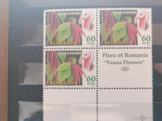 Flora Romaniei2- 60 bani bloc 3+vinieta din coala de posta foto