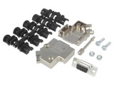 Conector D-Sub 9 pini mamă, mufă lipire pe cablu, negru