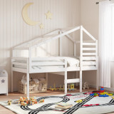 VidaXL Acoperiș pat de copii, alb, 198x87x113 cm, lemn masiv de pin
