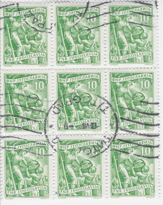 IUGOSLAVIA- BLOC DE 9 STAMPILAT
