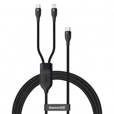 Cablu Date si Incarcare USB Type-C - Lightning / USB Type-C Baseus 2 in 1, 1.2 m, 100W, Negru CA1T2-F01