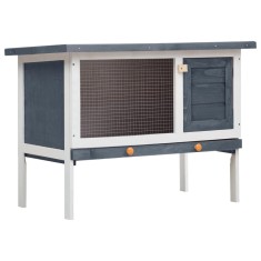 vidaXL Cușcă de iepuri pentru exterior, 1 nivel, gri, lemn