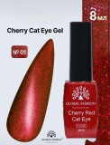 Ojă semipermanentă ochi de pisică Cherry Red, Cat Eye Global Fashion, 8ml, 001