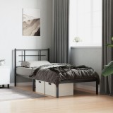 Cumpara ieftin Cadru de pat metalic cu tăblie, negru, 90x190 cm