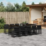 Cumpara ieftin Gossi set mobilier de exterior cu perne, 11 piese, negru, poliratan