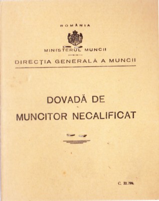 AMS# - DOVADA DE MUNCITOR NECALIFICAT BRASOV 1943 foto