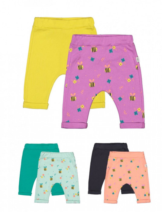Set de 2 perechi de pantaloni Albinute pentru bebelusi, Tongs baby (Culoare: Roz aprins, Marime: 6-9 luni)