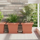 vidaXL Tavă Pătrată pentru Flori 6 pcs Roșu cărămidă Plastic 42020358