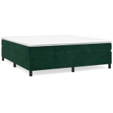 Cumpara ieftin Cadru de pat cu arcuri, verde inchis, 160x200 cm, catifea