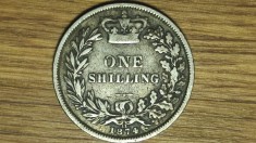 Anglia / Marea Britanie - moneda argint sterling 925 - 1 shilling 1874 - Victoria tanara - cu numarul matritei 11