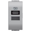Priza USB 1M Tip A+C 5V Living Light Bticino aluminiu NT4191AC