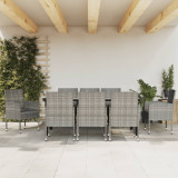 VidaXL Set mobilier de grădină, 9 piese, gri&amp;negru, poliratan și oțel