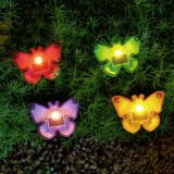 Lampa solara LED fluturi multicolor, iluminat decorativ gradina, cu tarus, lumina calda