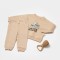 Set hanorac si pantaloni, Two thread, 100%bumbac organic - Stone, BabyCosy (Marime: 6-9 luni)