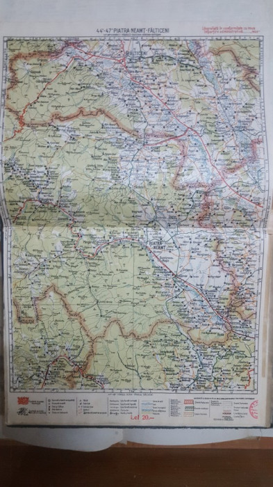 Harta Piatra Neamț, Fălticeni, Bistricioara, Dumbrava Roșie, Buhuși, 1928