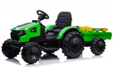 Tractoras electric Kinderauto 720-T 110W 24V 10 Ah cu remorca, PREMIUM culoare Verde foto