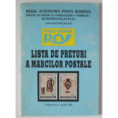 LISTA DE PRETURI A MARCILOR POSTALE , VALABILA DE LA 1 APRILIE , 1994