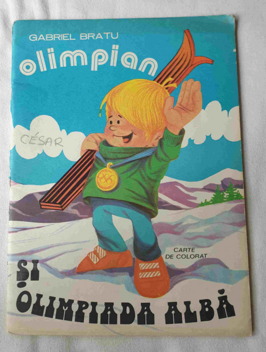 Olimpian si Olimpiada alba Carte de colorat pt copii, scolari anul 1977
