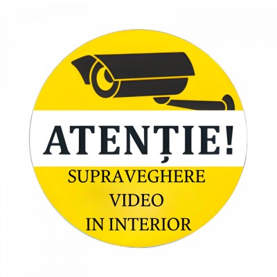 Sticker Atentie Supraveghere Video Interior , Autocolant Bolt Uber Taxi Rezistent foto