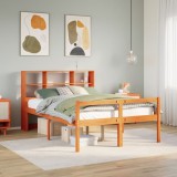 VidaXL Pat cu bibliotecă fără saltea maro ceruit 160x200 cm lemn masiv 3322036