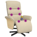 Cumpara ieftin Fotoliu de masaj rabatabil cu suport de picioare, crem, textil