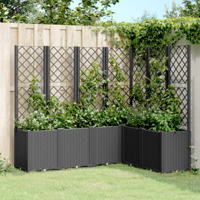 vidaXL Jardinieră de grădină cu spalier, negru, 160x120x140 cm, PP foto