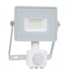 Reflector led smd 10w 6400k ip65 cu senzor miscare - alb