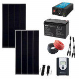 Kit sistem fotovoltaic complet 340w off grid cu invertor 300w la 220v si Acumulator 12V 100 Ah Rebel Power SafetyGuard Surveillance, Rovision