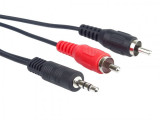Cablu audio jack stereo 3.5mm la 2 x RCA T-T 1.5m, KJACKCIN015, Oem