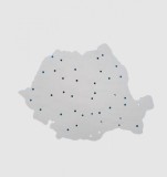 Sablon Harta Romaniei,plastic,alb,21x14 cm