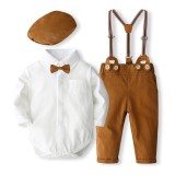 Costum elegant bebelusi Kidohug, 4 piese, 0-12 luni, diverse modele si culori