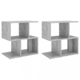 vidaXL Noptiere, 2 buc., gri beton, 50x30x51,5 cm, PAL