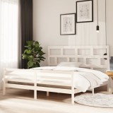 Cumpara ieftin Cadru de pat, alb, 200x200 cm, lemn masiv de pin