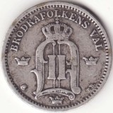 Moneda Suedia- 25 Ore 1890 - Argint - An rar, Europa