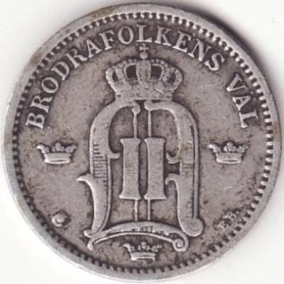 Moneda Suedia- 25 Ore 1890 - Argint - An rar foto