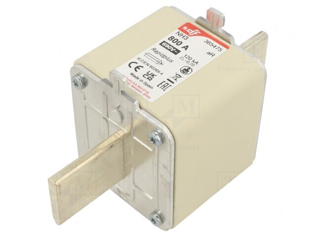 Siguranță AR 800A 690VAC 550VDC Argintie NH3