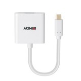 Lindy USB-C - VGA Converter, Maximum Input Resolution: 1920x1200 60Hz, Chipset: LT8711V, inputs: 1 x USB Type C (Male), Outputs: 1 x VGA (Female), alb