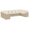 Set canapele de gradina cu perne, 10 piese, bej, poliratan