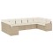 Set canapele de gradina cu perne, 10 piese, bej, poliratan
