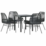 Cumpara ieftin Set de sufragerie de gradina 5 piese neagra Sticla Poly Rattan
