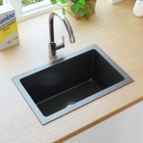 VidaXL Chiuvetă de bucătărie lucrată manual, negru, oțel inoxidabil