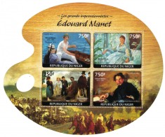 NIGER 2014 - Picturi, Manet / set complet - colita+bloc MNH (2 img)