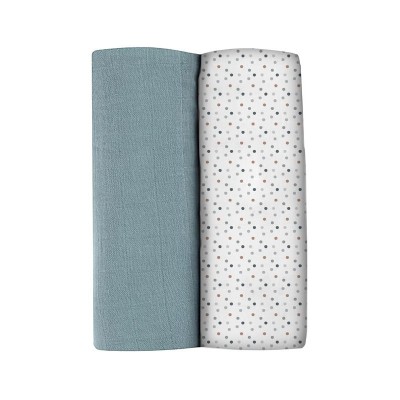 Set 2 Museline Beaba bumbac 120x120 cm Baltic Blue Points foto