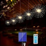 Set 5 lampi solare LED, tip artificii cu 500 LED-uri, lumina calda, pentru interior sau exterior, galben