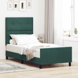Cumpara ieftin Pat cu arcuri cu headboard Verde inchis 90 x 190 cm Catifea