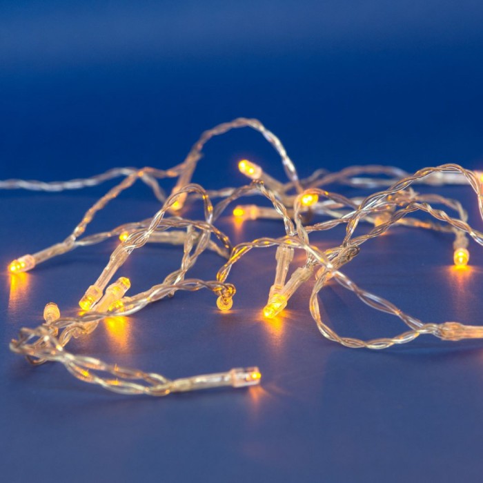 Instalație Lumini Crăciun, LED, 20 Becuri, Galben, Baterii AA, 2.2m, Interior