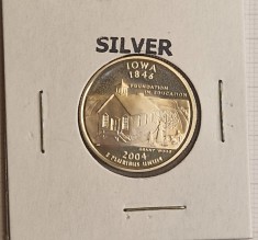 United States, Statele Unite ale Americii, USA, SUA, 25 cent 2004 IOWA argint, KM#358a, proof foto