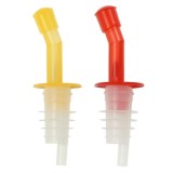 Cumpara ieftin Set 2 dopuri picuratoare pentru sticle, galben si rosu, dozatoare reutilizabile cu gura inclinata pentru lichide